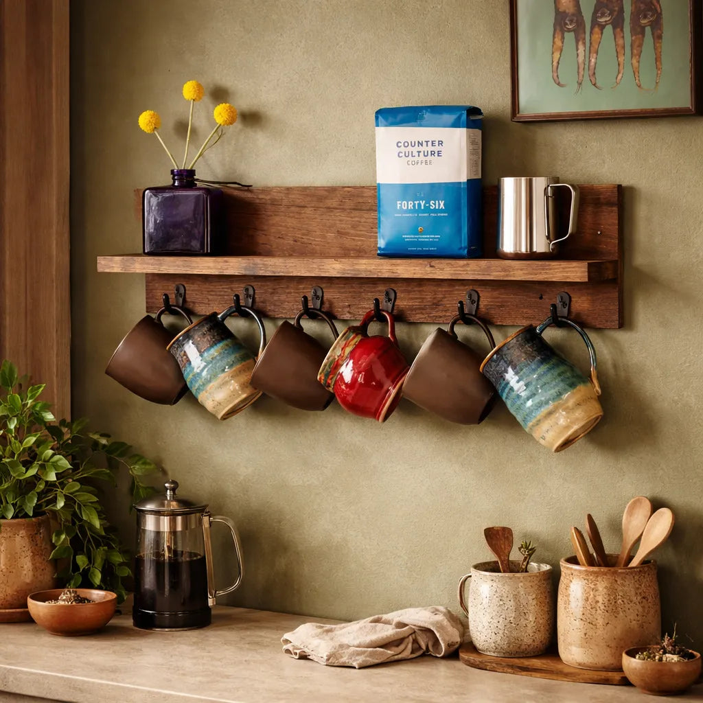 Repisa Flotante para Tazas |Madera de Pino | Woodstock
