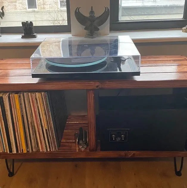 Consola Vintage para Vinilos | Color Oyamel & Acero | Woodstock