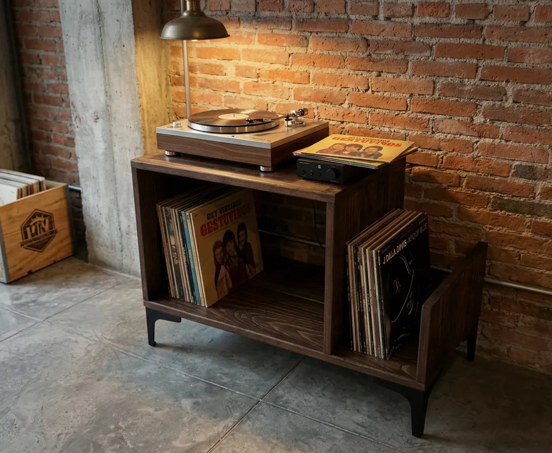 Organizador de Vinilos Industrial | Nogal Oscuro | Woodstock