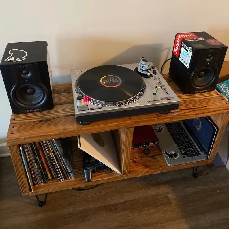 Consola Vintage para Vinilos | Color Oyamel & Acero | Woodstock