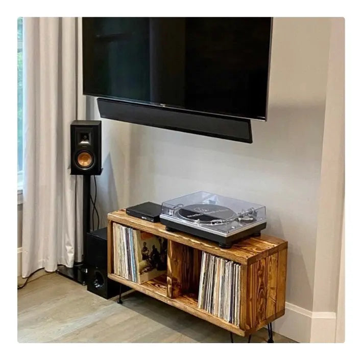 Consola Vintage para Vinilos | Color Oyamel & Acero | Woodstock