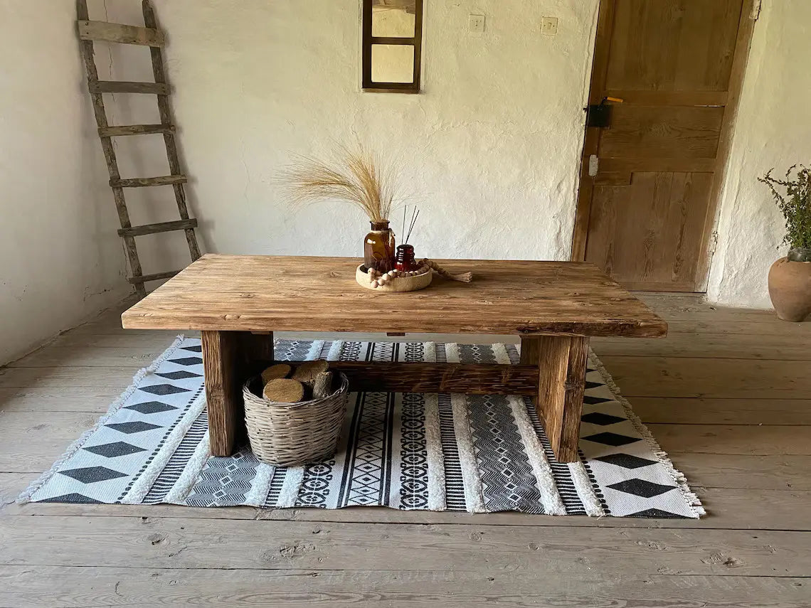 Mesa de Centro Rústica Vintage | Madera Sólida | Woodstock