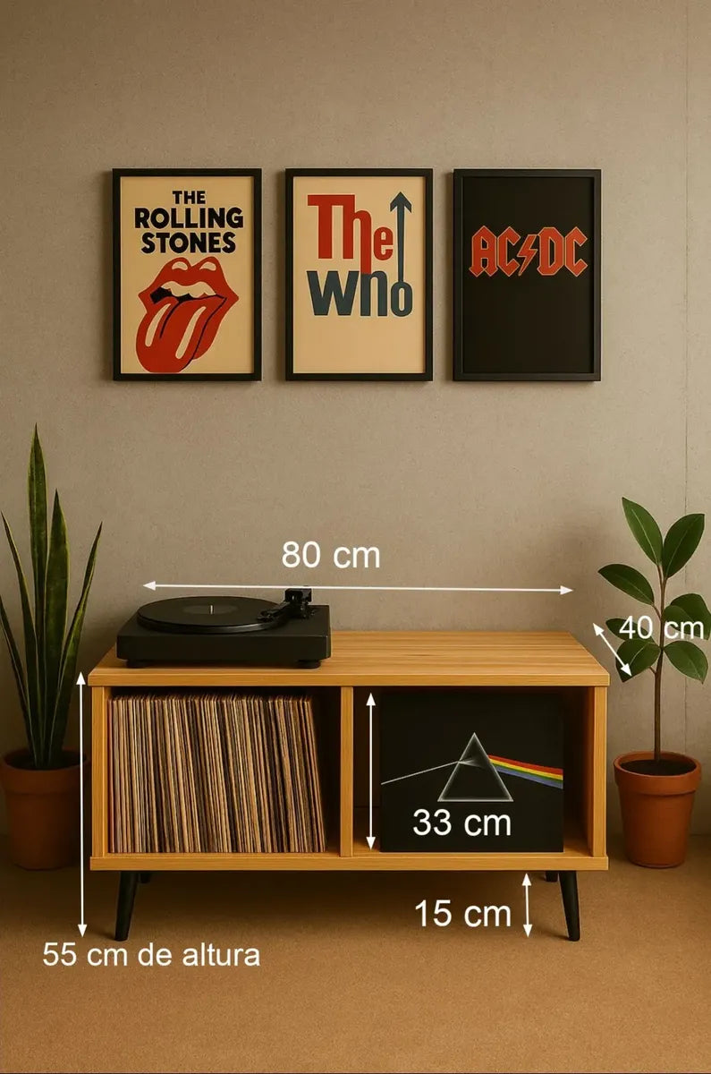 Estante de Madera Sólida de Pino para Vinilos | Woodstock