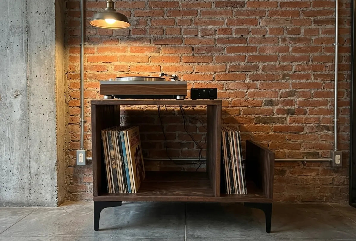 Organizador de Vinilos Industrial | Nogal Oscuro | Woodstock