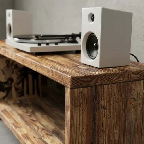 Consola para Vinilos Vintage |Pino & Acero | Woodstock