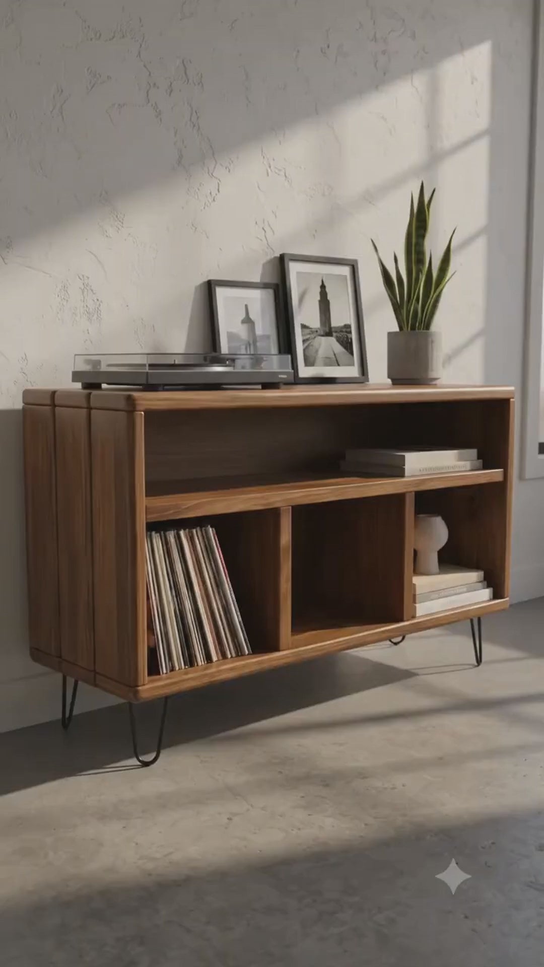 Estante Organizador de Vinilos | Madera Color Caoba | Woodstock